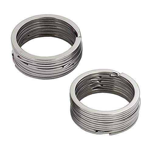 DGOL 50pcs 1-1/4 inch (32mm) 304 Stainless Steel Keychain Chain Cord Flat Key Rings Webbing Wire Keyring Hook - Image 1