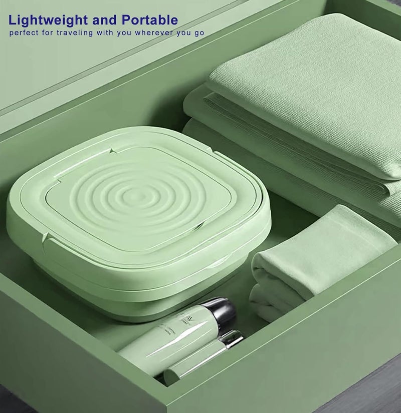 Portable Electric Washing Machine - Compact and Lightweight Perfect for Travel and Daily Use k (Green) - Image 2