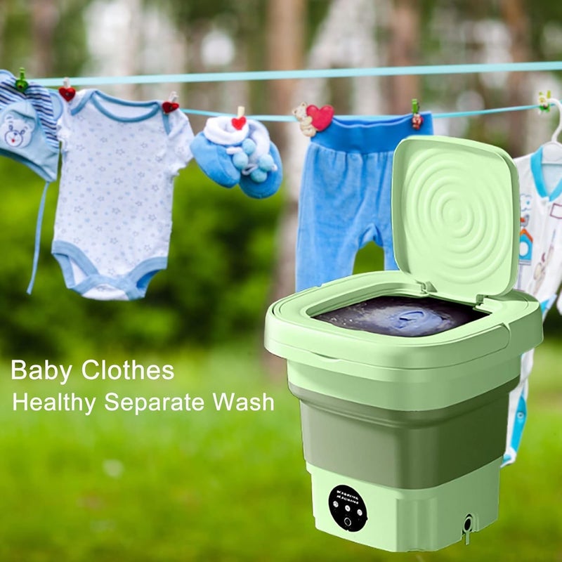 Portable Electric Washing Machine - Compact and Lightweight Perfect for Travel and Daily Use k (Green) - Image 5