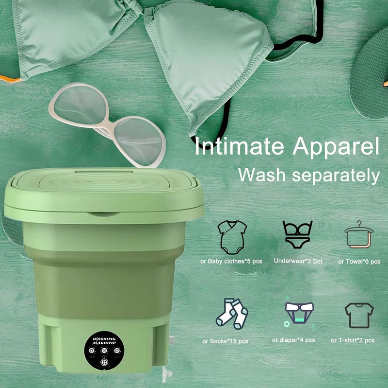 Portable Electric Washing Machine - Compact and Lightweight Perfect for Travel and Daily Use k (Green) - Image 3