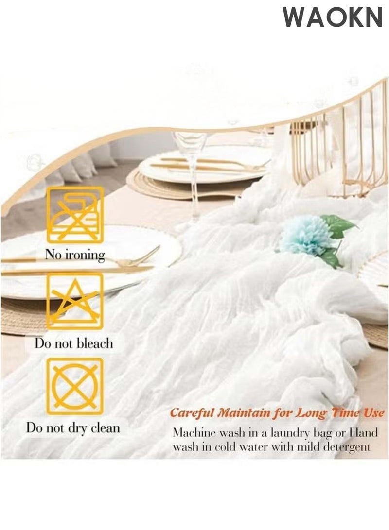 WAOKN The gauze wrinkled tablecloth, European Fried Dough Twists tablecloth and Bohemian style tablecloth are fashionable, simple and versatile. The gauze tablecloth is suitable for wedding decoration and holiday party reception decoration. - Image 3