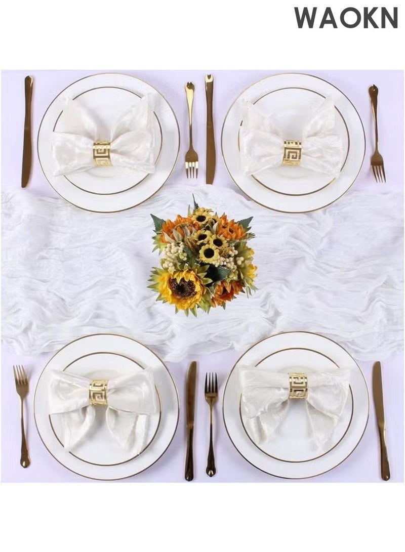 WAOKN The gauze wrinkled tablecloth, European Fried Dough Twists tablecloth and Bohemian style tablecloth are fashionable, simple and versatile. The gauze tablecloth is suitable for wedding decoration and holiday party reception decoration. - Image 2