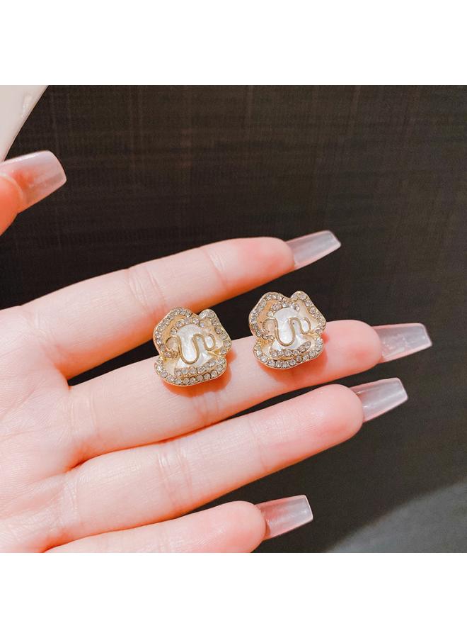 Camellia Vintage Classic Earrings Women's Gentle Elegant High-grade Earrings And Korean Simple All-match Earrings Ear Jewelry 