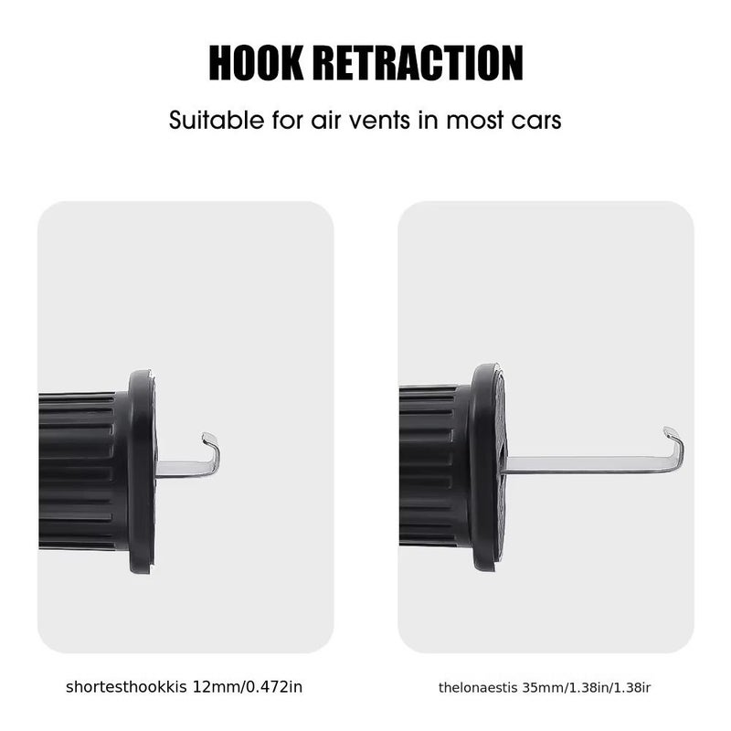 Black Long Handle Rotatable Car Air Vent Clip On Mount 17mm Ball Head ABS Plastic Housing Adjustable Holder For GPS Phone Tablet Dashboard Bracket Hands Free Navigation Compatible With Car Vents No Drilling Required - Image 3