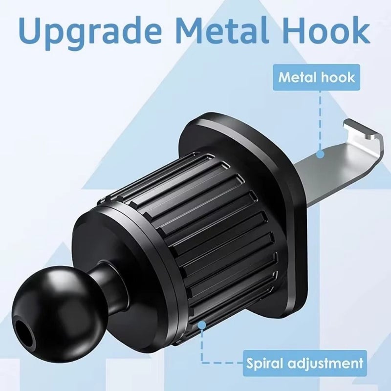 Black Long Handle Rotatable Car Air Vent Clip On Mount 17mm Ball Head ABS Plastic Housing Adjustable Holder For GPS Phone Tablet Dashboard Bracket Hands Free Navigation Compatible With Car Vents No Drilling Required - Image 4