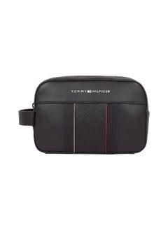 TOMMY HILFIGER Men's Th Foundation Washbag - Faux Leather, Black  - Image 1