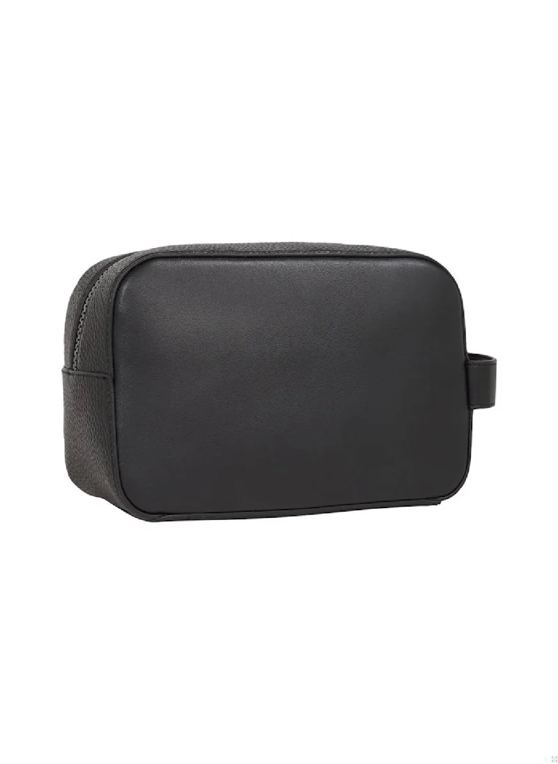 TOMMY HILFIGER Men's Th Foundation Washbag - Faux Leather, Black