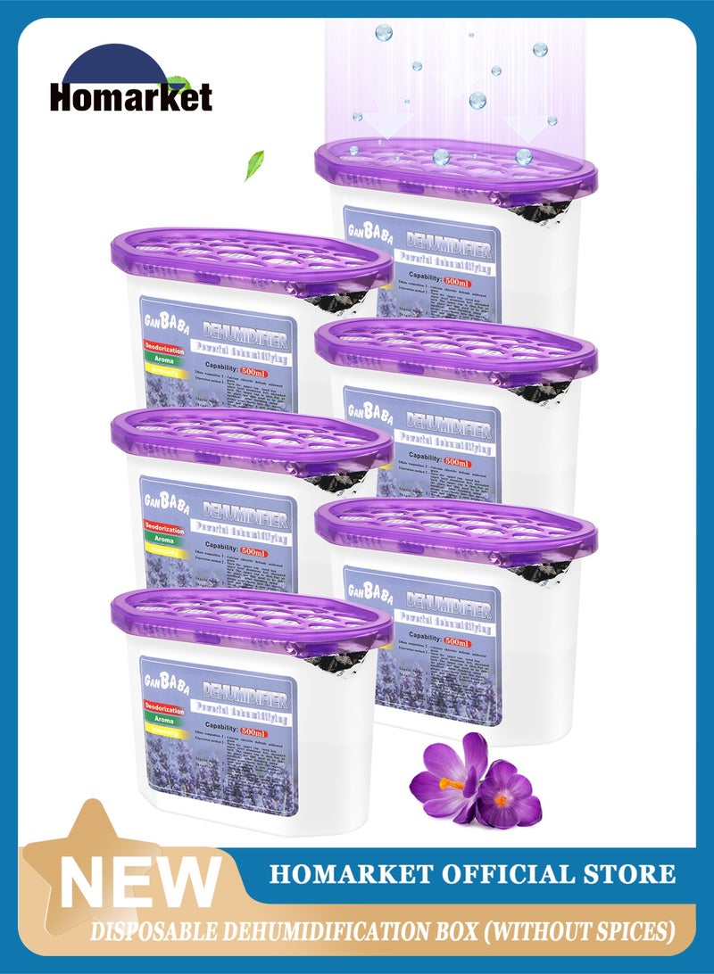 HomarKet Lavender-Scented Moisture Absorber Boxes,6 Pack Humidity Absorber for Closet Wardrobe Kitchen Bathroom, Moldproof Deodorizing Desiccant Dehumidifier Boxes(500ml 10.5Oz Absorption Per) - Image 1