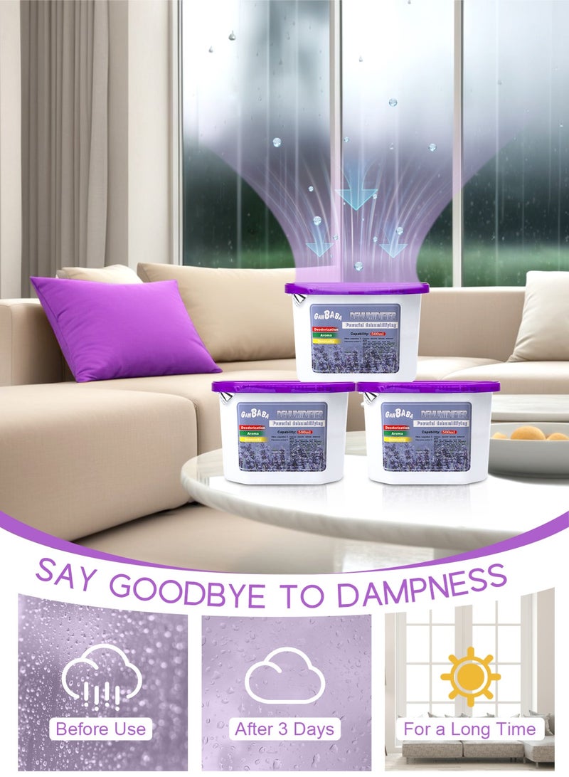 HomarKet Lavender-Scented Moisture Absorber Boxes,6 Pack Humidity Absorber for Closet Wardrobe Kitchen Bathroom, Moldproof Deodorizing Desiccant Dehumidifier Boxes(500ml 10.5Oz Absorption Per) - Image 2