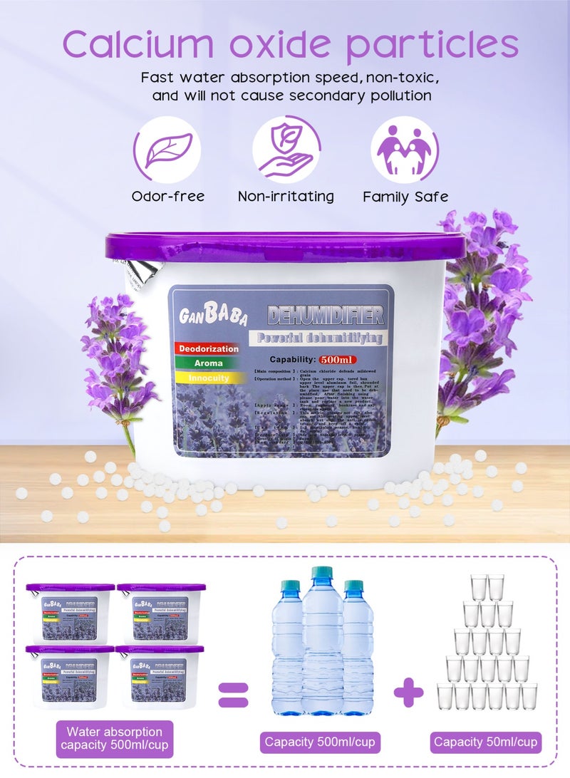 HomarKet Lavender-Scented Moisture Absorber Boxes,6 Pack Humidity Absorber for Closet Wardrobe Kitchen Bathroom, Moldproof Deodorizing Desiccant Dehumidifier Boxes(500ml 10.5Oz Absorption Per) - Image 3