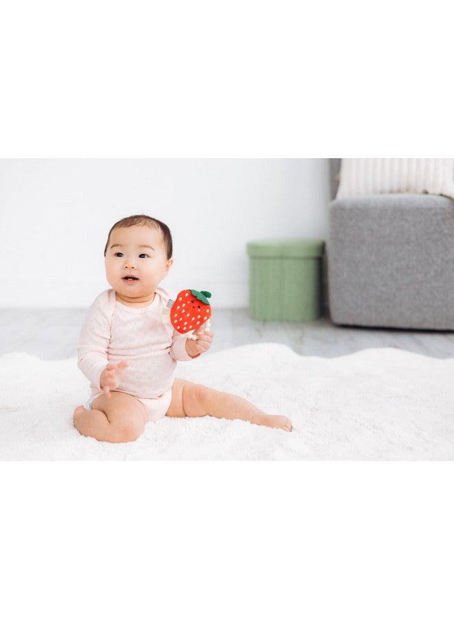 Pearhead Strawberry Crinkle Teether, Baby Teether Toy, Plush and Silicone Ring Sensory Play, Teething Accessories for Babies 0-6 Months, Newborn Teethers, Ages 0m+ - Image 2