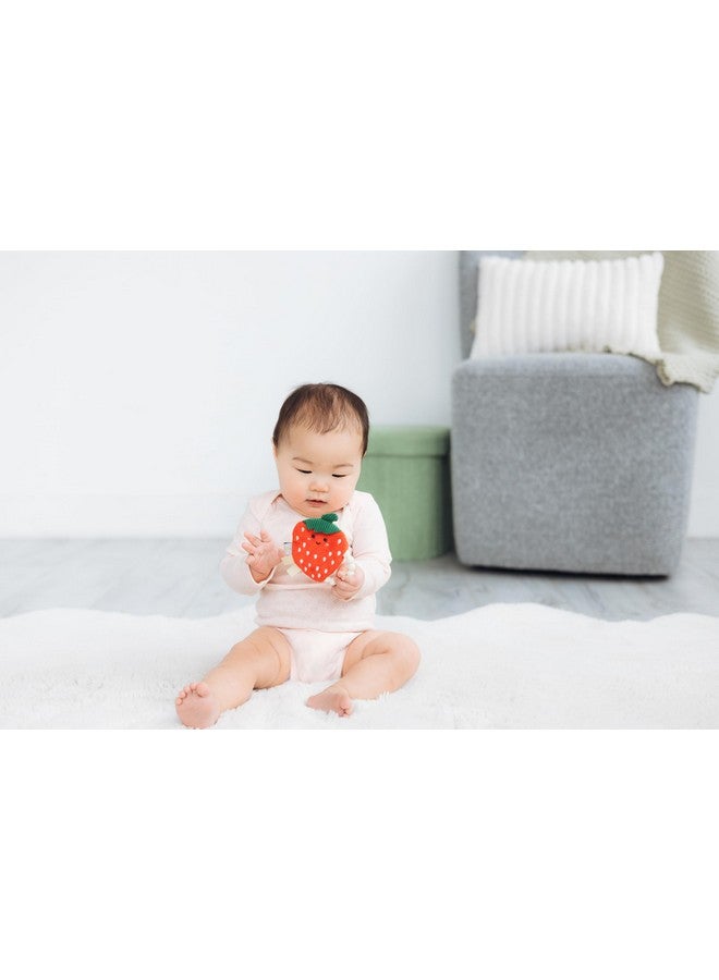 Pearhead Strawberry Crinkle Teether, Baby Teether Toy, Plush and Silicone Ring Sensory Play, Teething Accessories for Babies 0-6 Months, Newborn Teethers, Ages 0m+ - Image 5