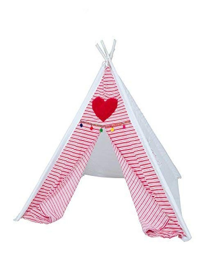 CREATIVE TEXTILES Cotton Pink & WhiteTent House/ Play House for 3 yr and Above Kids (Size : 130H x 100W cm) - Image 4