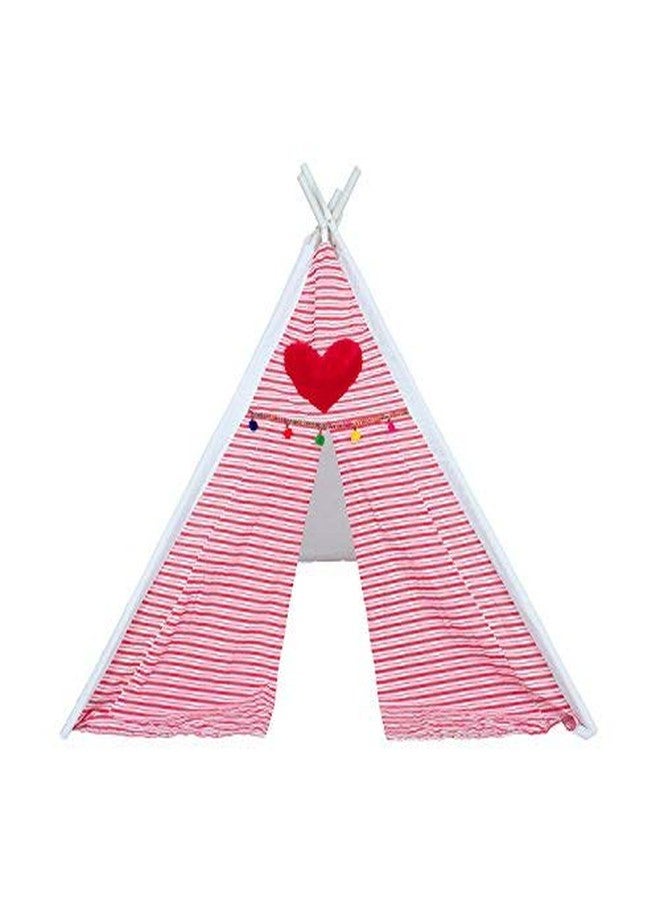 CREATIVE TEXTILES Cotton Pink & WhiteTent House/ Play House for 3 yr and Above Kids (Size : 130H x 100W cm) - Image 1