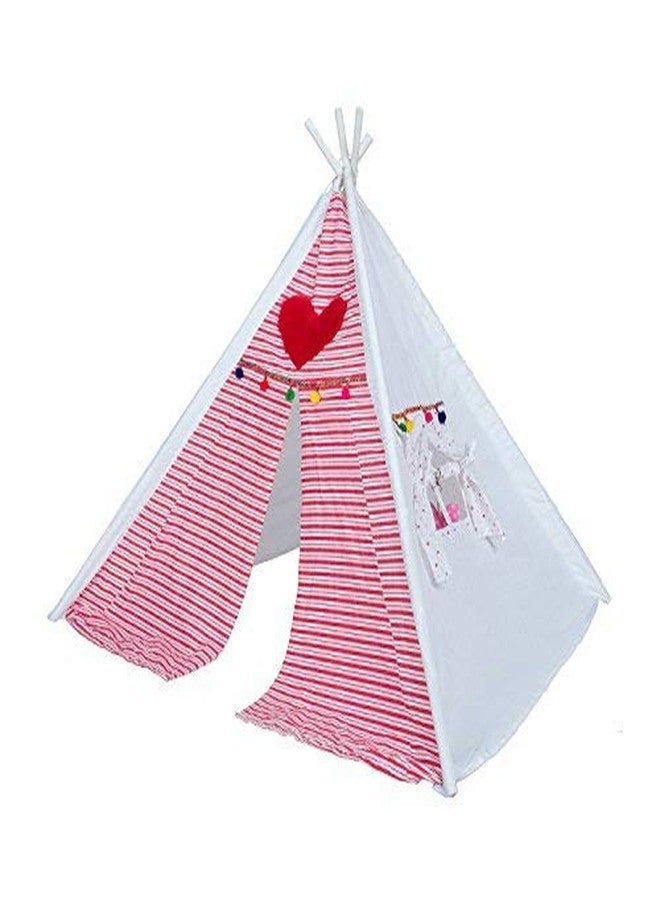 CREATIVE TEXTILES Cotton Pink & WhiteTent House/ Play House for 3 yr and Above Kids (Size : 130H x 100W cm) - Image 2