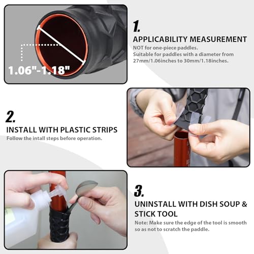 Ayaport Kayak Paddle Grips Non-Slip Silicone Wraps for Take-Apart Kayak Paddles, Blister Prevention Kayaking Accessories 1 Pair (Black) - Image 3