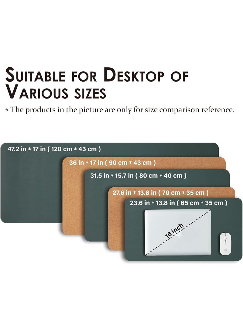 حصيرة مكتب من الفلين - لوحة مكتب ذات وجهين للمكتب والمنزل - تنظيم المكتب ولوازمه - مثالية للفأرة الكبيرة وحصائر المكتب على سطح المكاتب (أخضر داكن، 80 سم × 40 سم) - Image 5