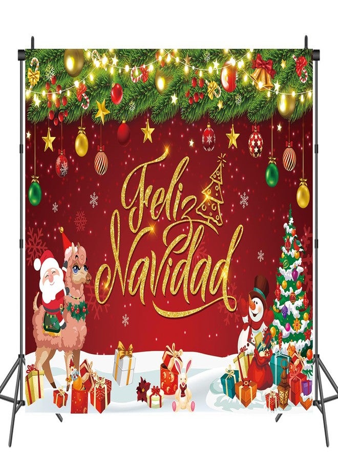 CINRAY Feliz Navidad Banner Backdrop 7x5FT Christmas Decorations Red Sign for Winter Holiday Party Decorations Supplies Photo Props - Image 2