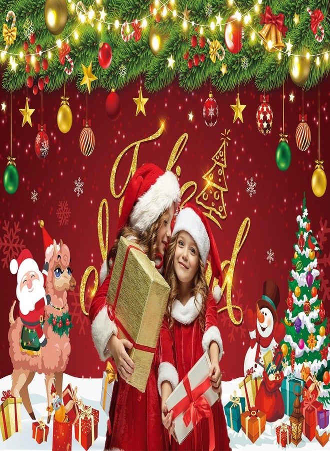 CINRAY Feliz Navidad Banner Backdrop 7x5FT Christmas Decorations Red Sign for Winter Holiday Party Decorations Supplies Photo Props - Image 4