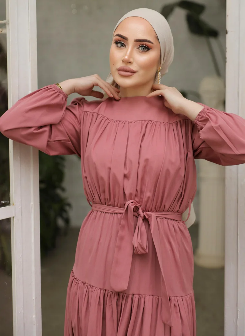 سهرا بوتيك Rose - Crew neck - Unlined - Modest Dress - SAHRA BUTİK