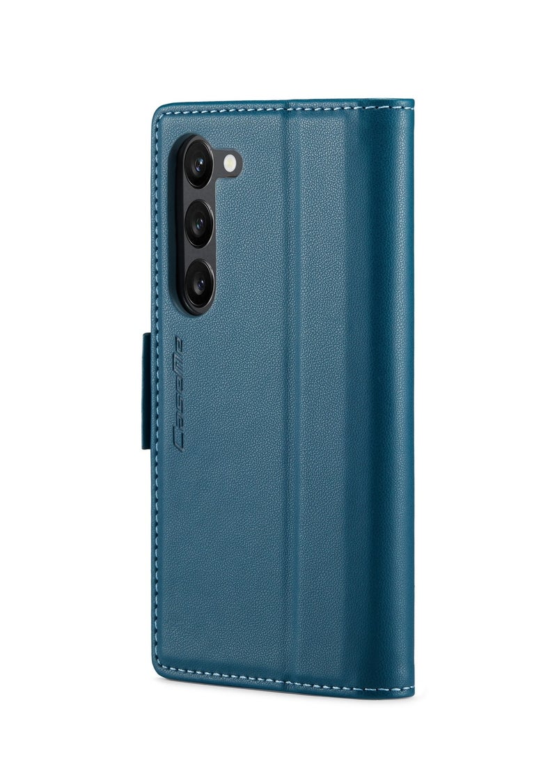 CaseMe Flip Wallet Case For Samsung Galaxy S24 Plus, [RFID Blocking] PU Leather Wallet Flip Folio Case with Card Holder Kickstand Shockproof Phone Cover (Blue) - Image 4