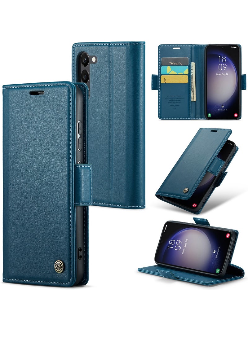 CaseMe Flip Wallet Case For Samsung Galaxy S24 Plus, [RFID Blocking] PU Leather Wallet Flip Folio Case with Card Holder Kickstand Shockproof Phone Cover (Blue) - Image 2