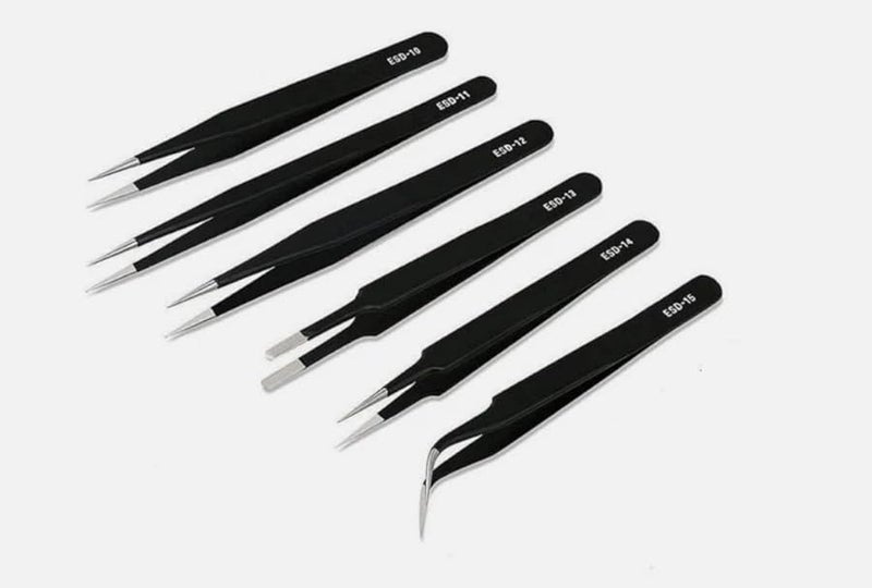6Pcs Stainless Steel ESD Anti Static Tweezers Set For Electronics Repair Tools Kit - Image 2