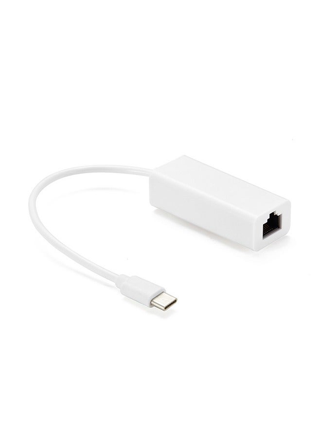 USB-C Network Cable To Interface, Rj45 Connector, Typec 100 Mbit/s Computer NIC Converter, Type C NIC To 100 Mbit/s Network Cable Converter (White)  - Image 1
