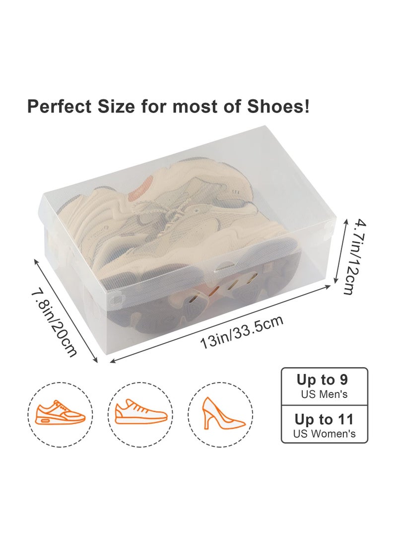 NIBEMINENT 12PCS Clear Plastic Stackable Shoe Boxes, Large Boxes with Lids Foldable Box Storage Solution for Saving Closet Space  - Image 3