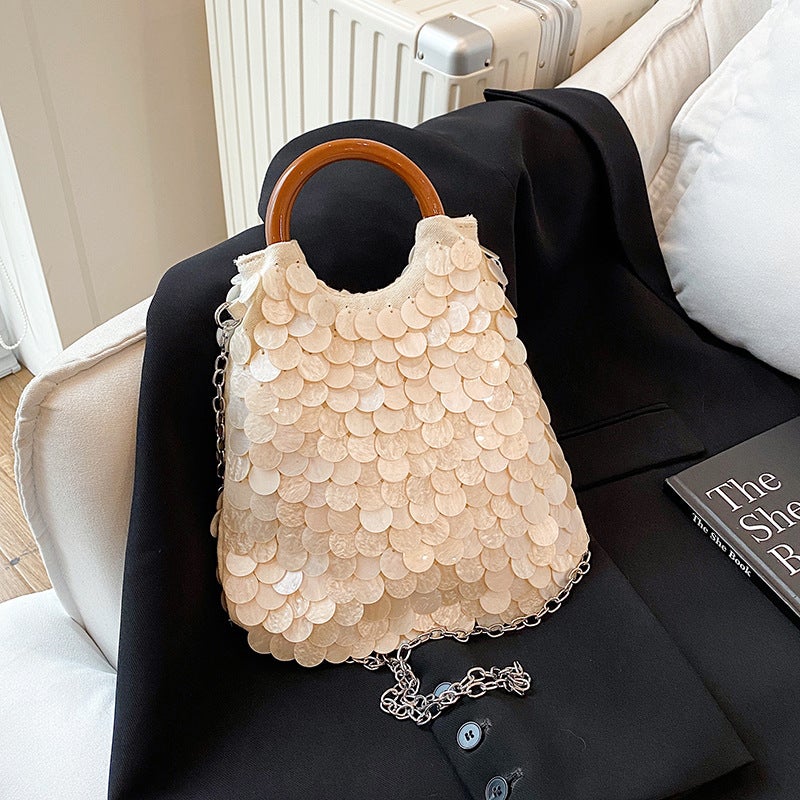 2026 Spring/Summer Fairy Handmade Shell Bag Wood Handle Crossbody Bag - Image 5