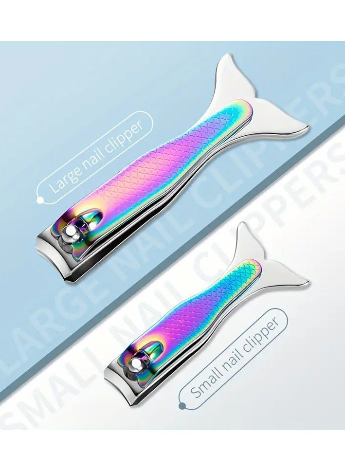 يوكانبي مجموعة من 2 مقص أظافر على شكل حورية البحر، أداة إزالة وتهذيب الجلدة حول الأظافر من الفولاذ المقاوم للصدأ، أداة العناية بالأظافر لليدين والقدمين، بحجمين مختلفين - Image 4
