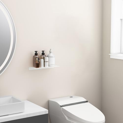 Danpoo White Floating Shelf for Wall Storage, Metal Wall Shelf for Living Room/Bathroom/Kitchen/Bedroom, 12” Small Display Shelf for Collectibles - Image 5