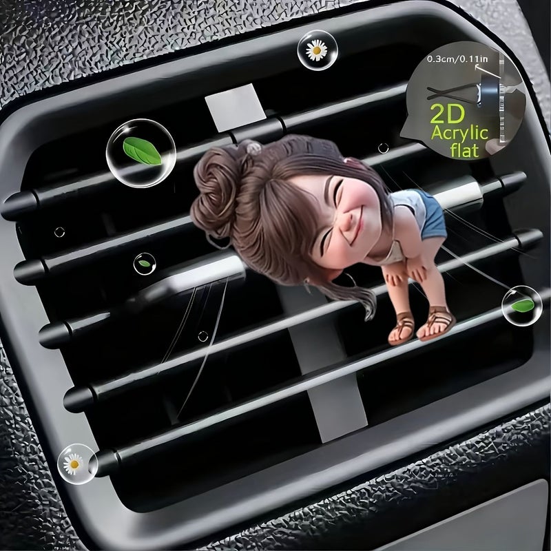 2D Flat 1pc Cute Baby Reusable Car Air Freshener Perfume Diffuser Clip Unscented With 2pcs Unscented Sponge Sheets Aromatherapy Diffuser Lovely Baby Car Vent Interior Accessory Small Gift For Baby - Image 2