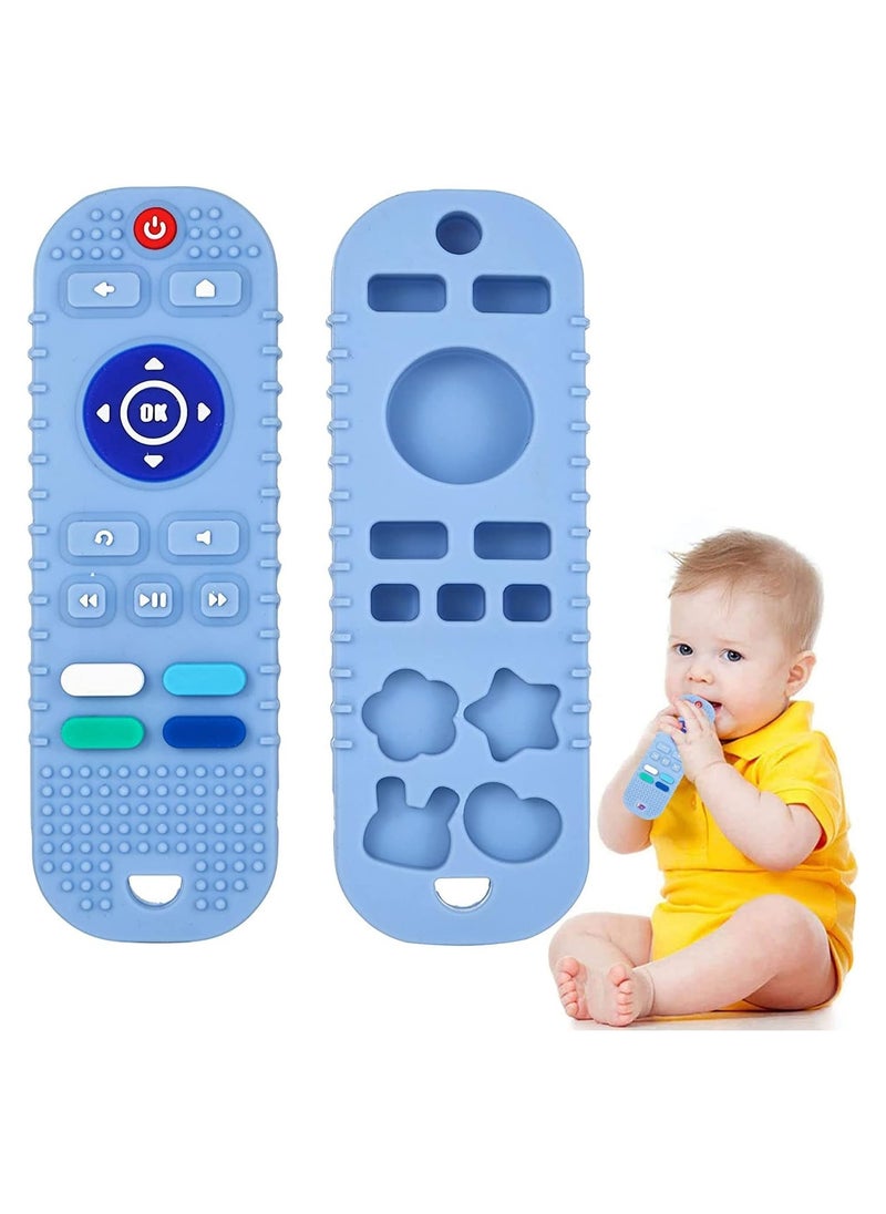 NNEWVANTE Silicone Baby Teething Toys,BPA Free TV Remote Control Shape Teething Toys for Babies 6-12 Months Baby Chew Toys for Toddlers,Baby Teethers Relief Soothe Babies Gums(Blue)  - Image 1