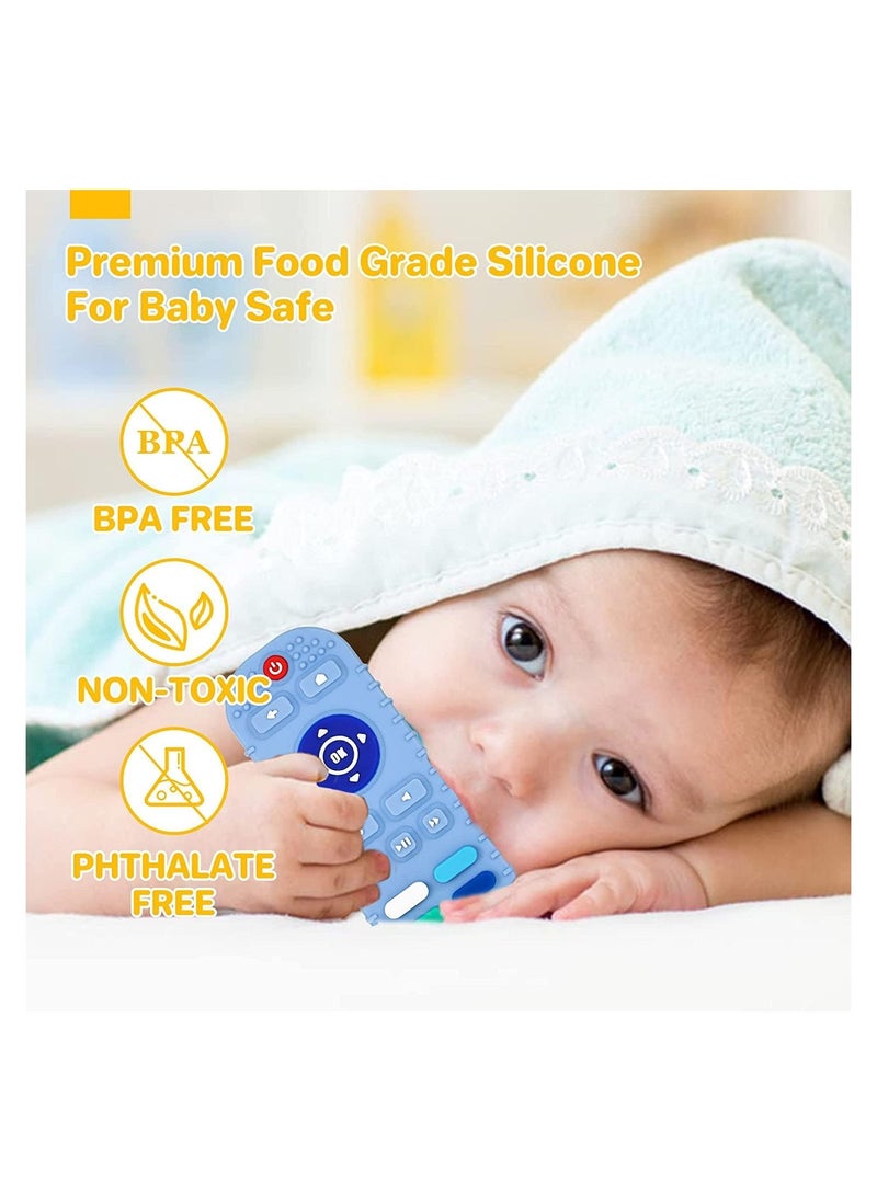 NNEWVANTE Silicone Baby Teething Toys,BPA Free TV Remote Control Shape Teething Toys for Babies 6-12 Months Baby Chew Toys for Toddlers,Baby Teethers Relief Soothe Babies Gums(Blue)  - Image 3