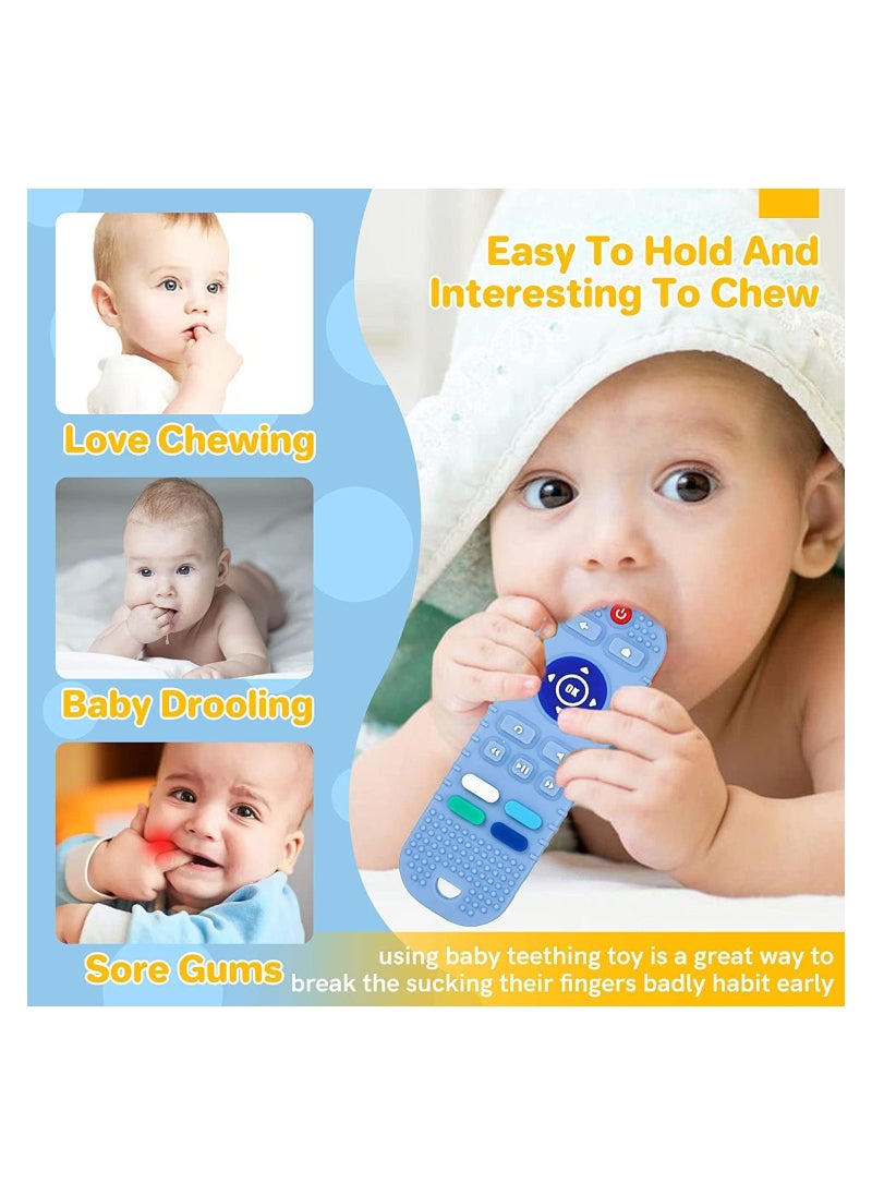 NNEWVANTE Silicone Baby Teething Toys,BPA Free TV Remote Control Shape Teething Toys for Babies 6-12 Months Baby Chew Toys for Toddlers,Baby Teethers Relief Soothe Babies Gums(Blue)  - Image 4
