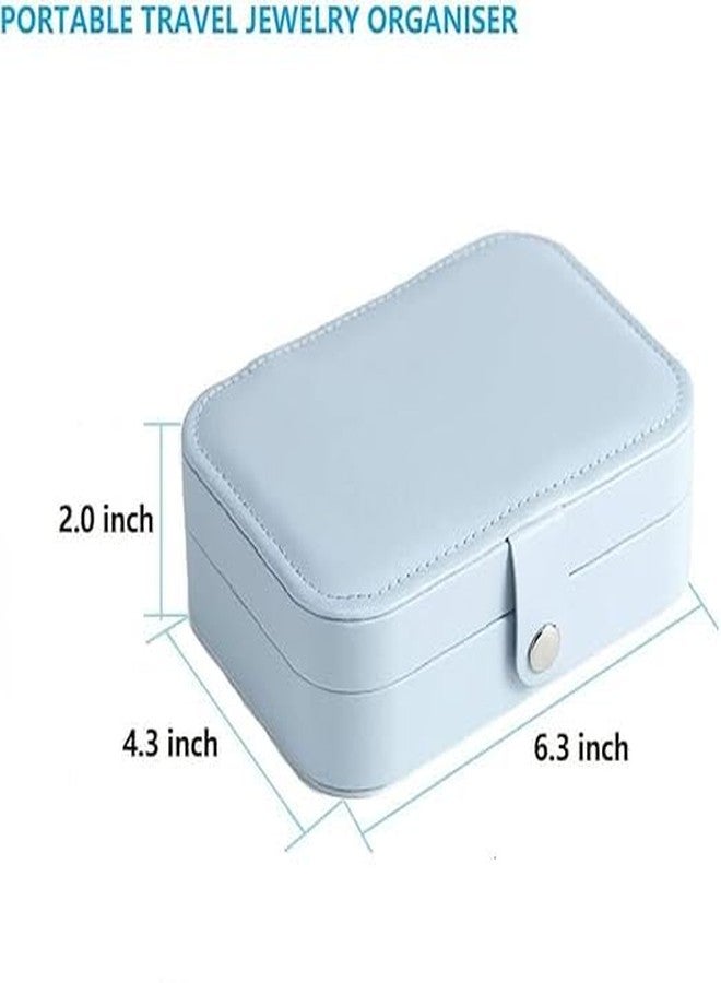 MOKVEE Lightweight Leather Jewelry Storage Box with Dividers, Portable Travel Organizer Case for Rings, Earrings & Necklaces (Blue) - Image 4