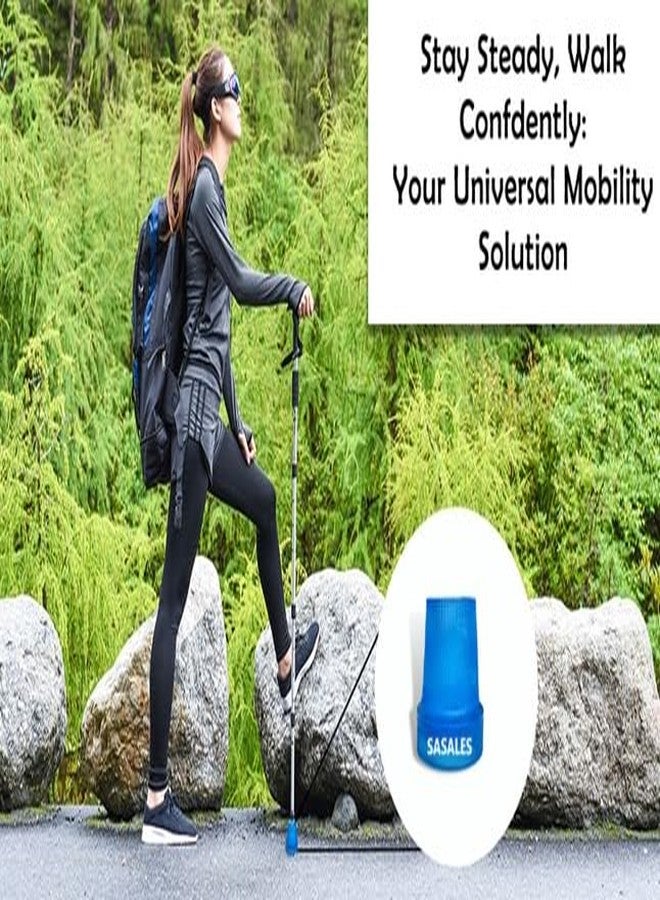 SASALES Silicon Cane Tips, 50mm, Anti-Slip Walking Stick Quadripod Protector, Blue, Pack of 4 - Image 4