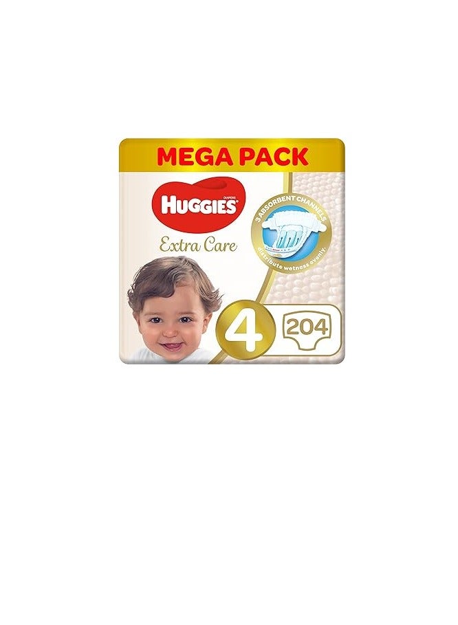 Huggies Extra Care, Size 4, 8 -14 kg, Super Mega Pack, 204 Diapers - Image 1