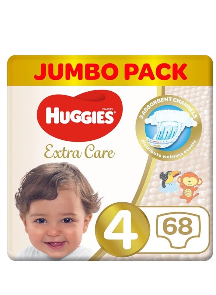 Huggies Extra Care, Size 4, 8 -14 kg, Super Mega Pack, 204 Diapers - Image 2