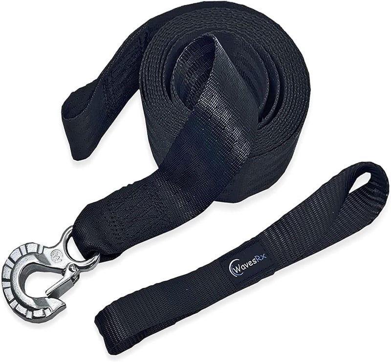 WavesRx 2" x 12' Jet Ski Trailer Winch Strap Replacement with Stainless Steel Hook & Quick Connect Bow Tow Loop - Image 1
