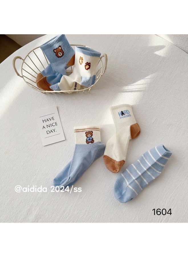 Kids Cotton Socks Set – 3 Pairs, Size for 8–10 Years, Soft & Breathable - Image 2