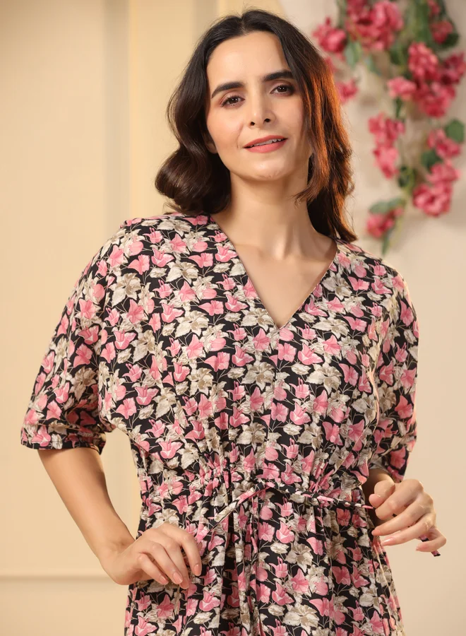 سانسكريتي هومز Sanskrutihomes Women All-Over Print V Neck Cotton Nightdress