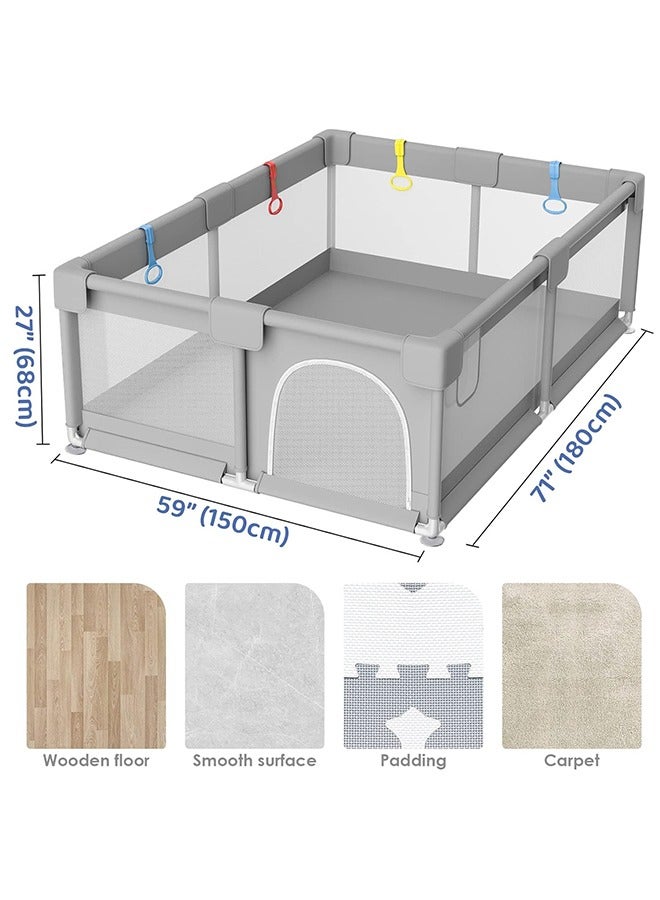 DAREU Extra‑Large Baby Playpen 71"×59" – Portable Indoor/Outdoor Play Yard with Breathable Mesh Sides, Zippered Door, 80 Ocean Balls & Carry Bag  - Image 3