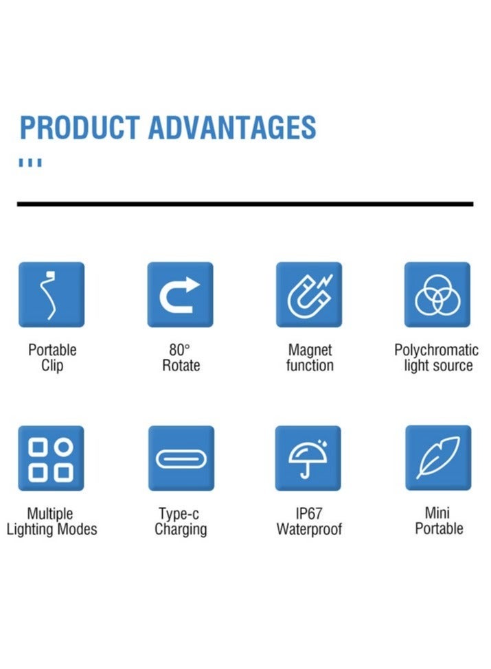 برويوت V15 مصباح مفتاح LED EDC مشع بالضوء مع مشبك ومصباح عمل دافئ قابل للشحن من نوع C ومصباح يتميز بالزنك المغناطيسي وشمعدان جيب للتخييم (أسود)  - Image 3
