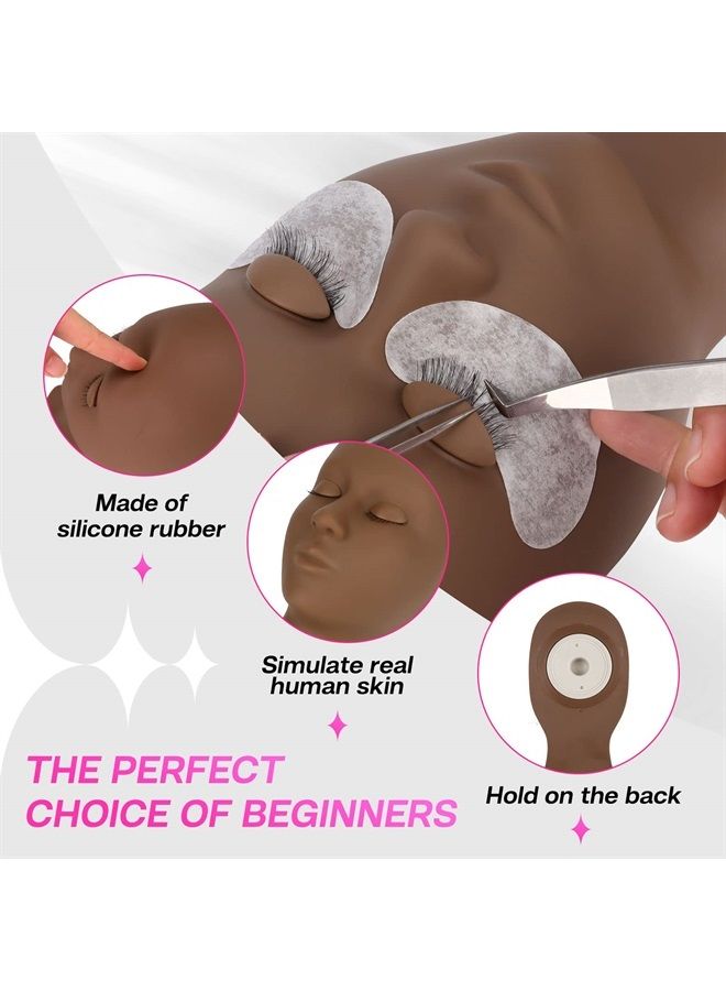 Calailis Lash Mannequin Head, CALAILIS Mannequin Head, Eyelash Extension Mannequin Head, Doll Head for Lash Extensions, Eyelash Mannequin Head with 4 Pairs Removable Eyelids (Black Color) - Image 2