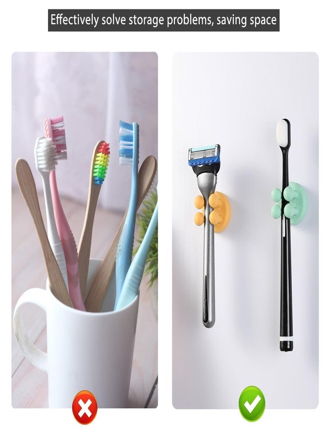 Zezhou Razor Holder Shaver Hook Hanger Stand - 4Pcs Silicone Toothbrush Holders for Shower Wall Mounted Self Adhesive Cute Utility Bathroom Kitchen Organizer Storage Hook for Hanging Loofah Towel Tooth Brush - Image 5