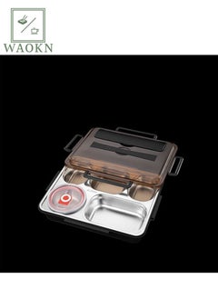 Stainless Steel Lunch Box Bento Box 5‑Grid Portable Bento Box Food Storage Container And Four Sided Locking For Student Adult