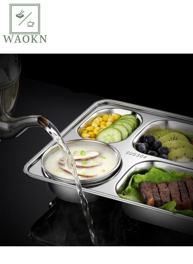 WAOKN - Stainless Steel Lunch Box Bento Box 5‑Grid Portable Bento Box Food Storage Container And Four Sided Locking For Student Adult - Image 1