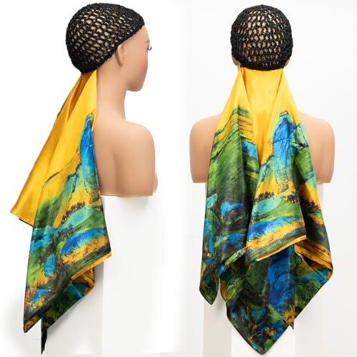 ROSEBONY Wrap Cap Hair Net with Scarf, Heatless Silk Press Hair Care, Shower Cap (color-1) - Image 2
